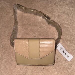 Tan Crossbody Bag with Modern Textured Design
